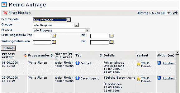 wd meine antr&auml;ge